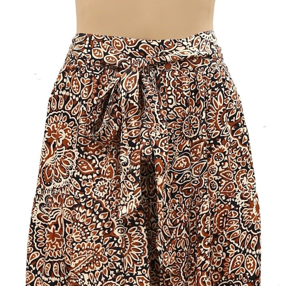 Anthropologie Love The Label Wanda Skirt In Fire Clay Printed Smocked L 287453 - Picture 6 of 9